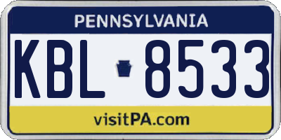 PA license plate KBL8533