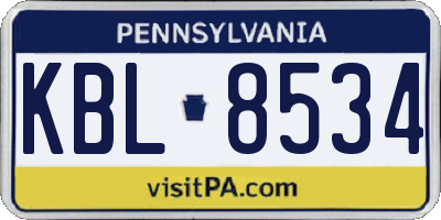 PA license plate KBL8534