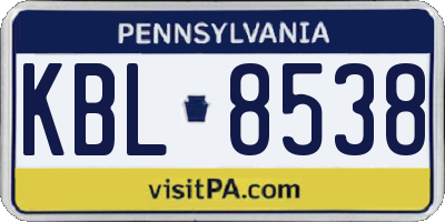 PA license plate KBL8538