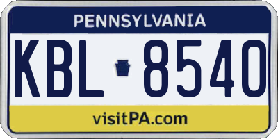 PA license plate KBL8540