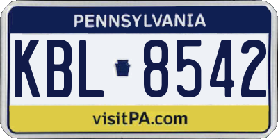PA license plate KBL8542