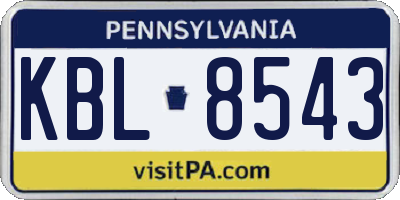 PA license plate KBL8543