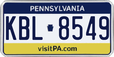 PA license plate KBL8549