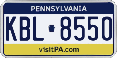 PA license plate KBL8550
