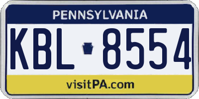 PA license plate KBL8554