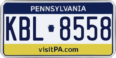 PA license plate KBL8558