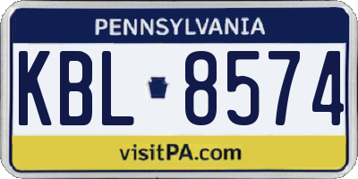 PA license plate KBL8574