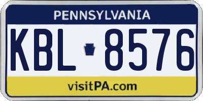 PA license plate KBL8576
