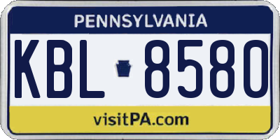 PA license plate KBL8580