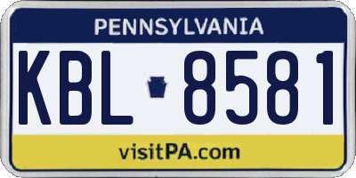 PA license plate KBL8581