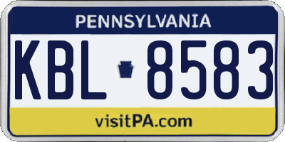 PA license plate KBL8583