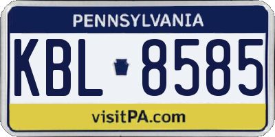 PA license plate KBL8585