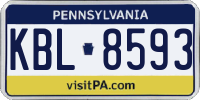 PA license plate KBL8593