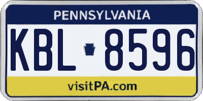 PA license plate KBL8596