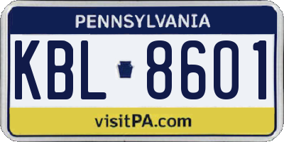 PA license plate KBL8601