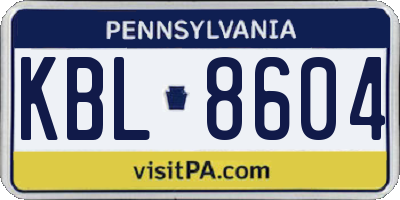 PA license plate KBL8604