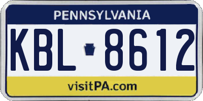PA license plate KBL8612