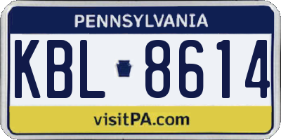 PA license plate KBL8614