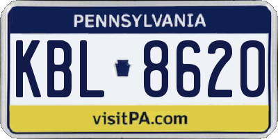 PA license plate KBL8620