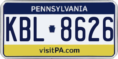 PA license plate KBL8626