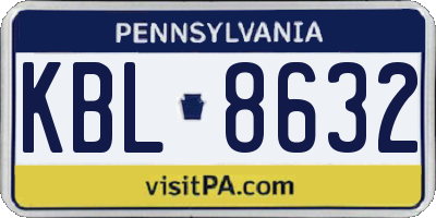PA license plate KBL8632
