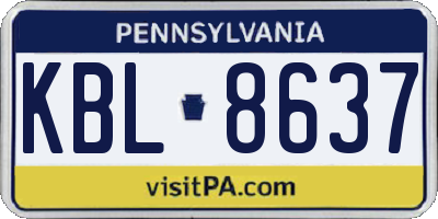 PA license plate KBL8637