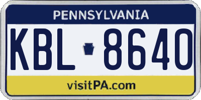 PA license plate KBL8640