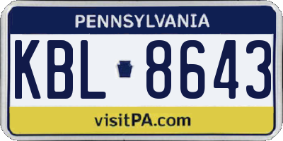 PA license plate KBL8643