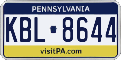 PA license plate KBL8644