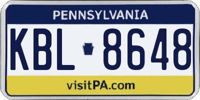 PA license plate KBL8648