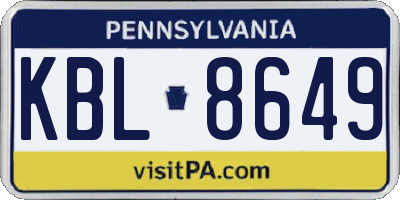 PA license plate KBL8649