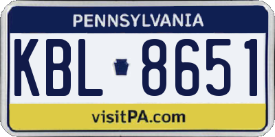 PA license plate KBL8651