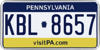 PA license plate KBL8657