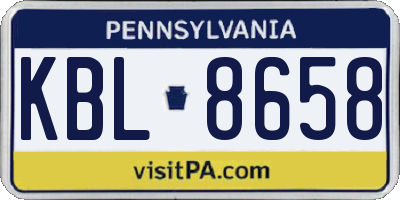 PA license plate KBL8658