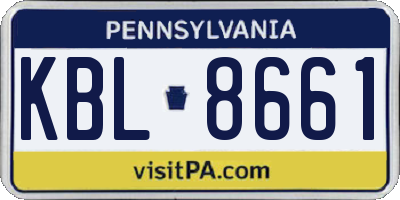PA license plate KBL8661