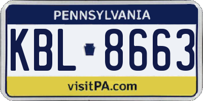 PA license plate KBL8663