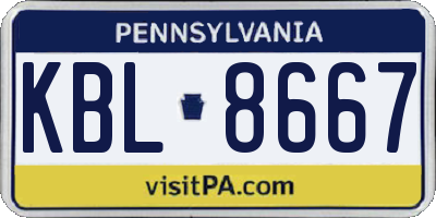 PA license plate KBL8667
