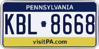 PA license plate KBL8668