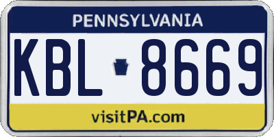PA license plate KBL8669