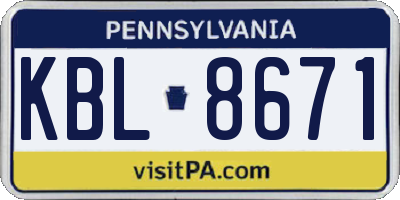 PA license plate KBL8671