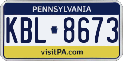 PA license plate KBL8673