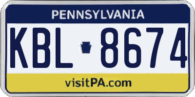PA license plate KBL8674