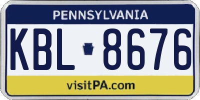 PA license plate KBL8676