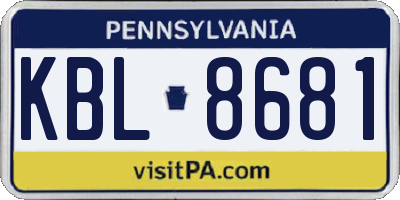 PA license plate KBL8681