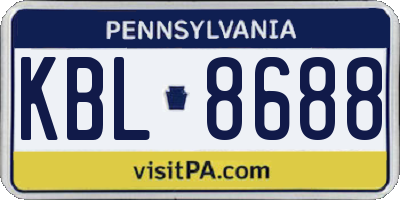 PA license plate KBL8688