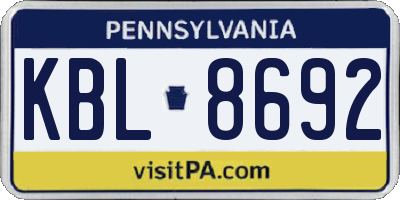 PA license plate KBL8692