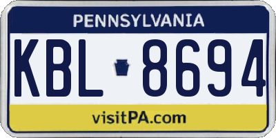 PA license plate KBL8694