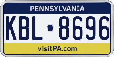 PA license plate KBL8696