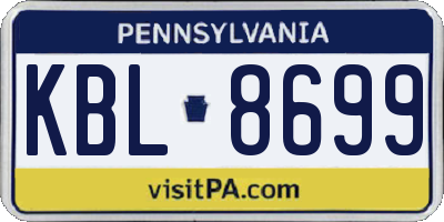 PA license plate KBL8699
