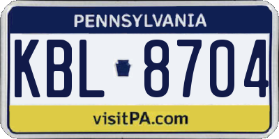 PA license plate KBL8704
